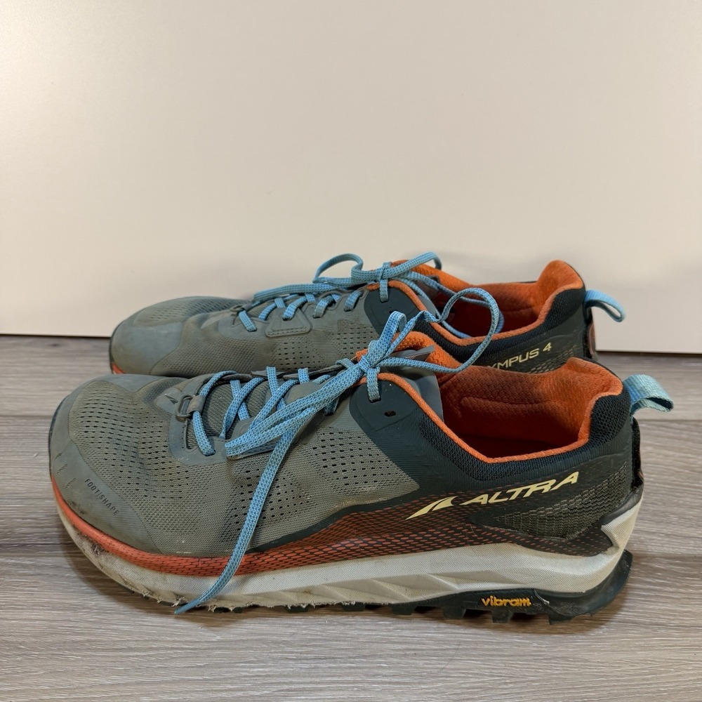 Altra Olympus 4 Men's Size 14 Running Shoes Green Orange Foot Shape